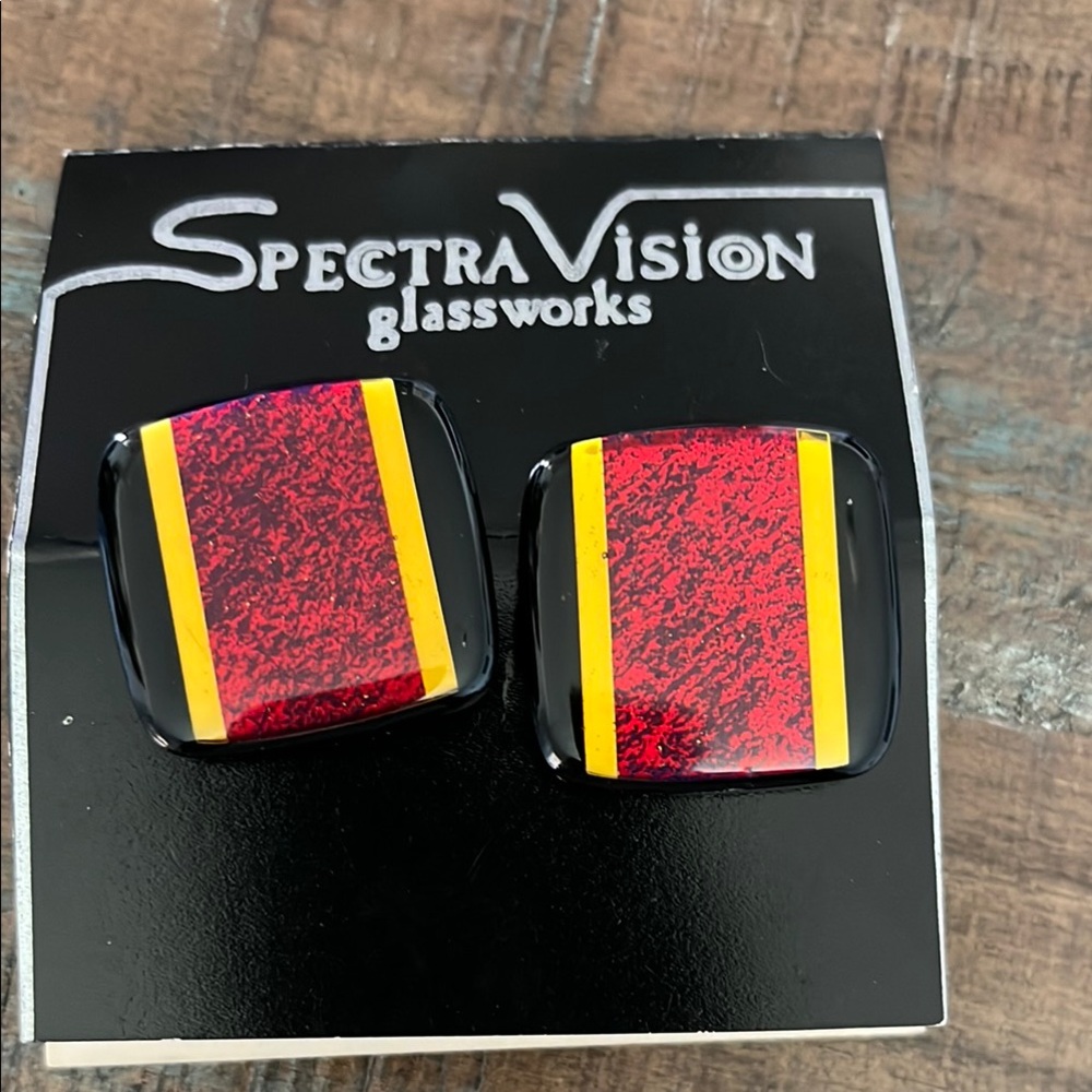 Red and Yellow Glass Earrings